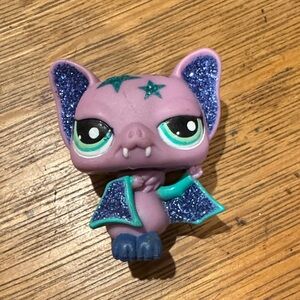 Purple Bat Figurine with Glittery Wings